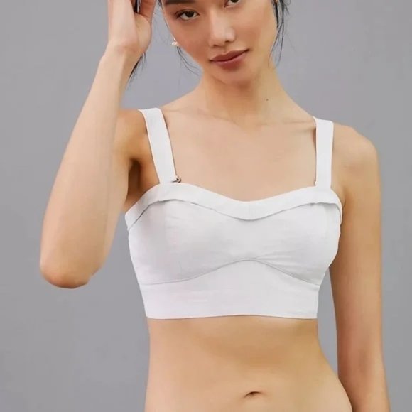 NWT Anthropologie Maeve white linen blend bustier crop top size M - Picture 1 of 8
